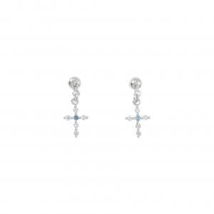 K18WG クロス ダイヤモンド ピアス 0.10CT