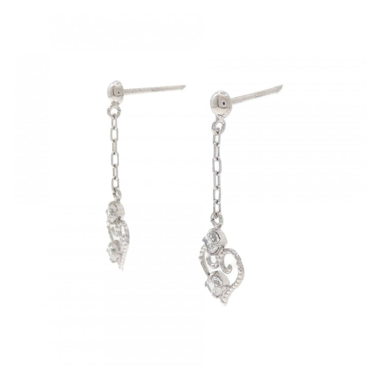 K10WG ハート キュービック ピアス