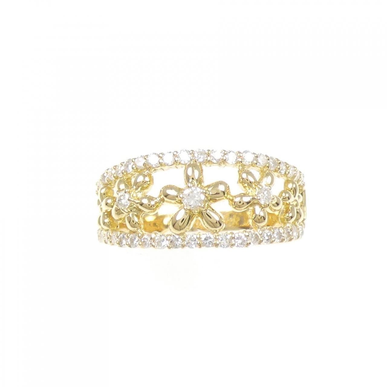 K18YG フラワー ダイヤモンド リング 0.45CT