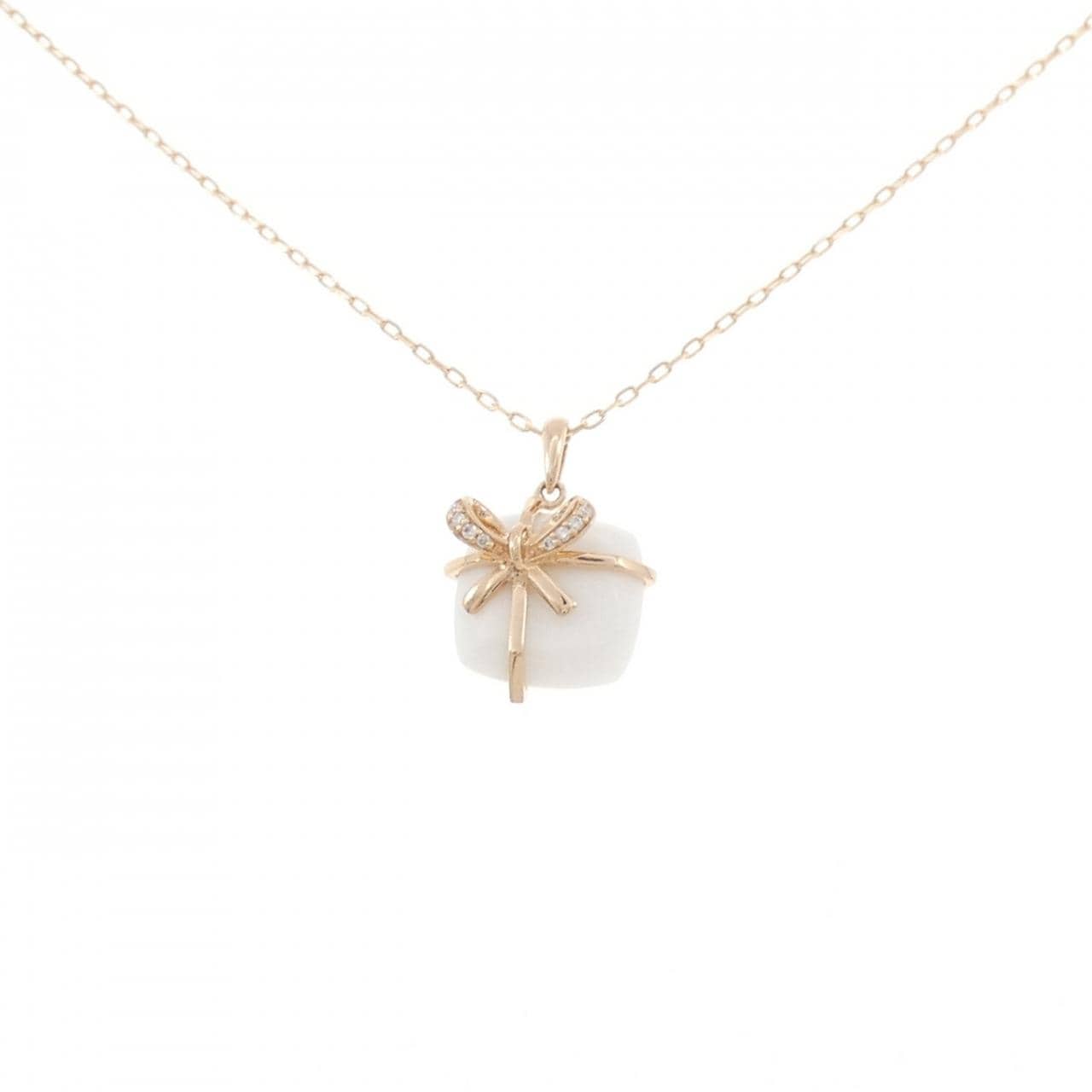 18KPG/K18PG リボン カルセドニー ネックレス 3.33CT