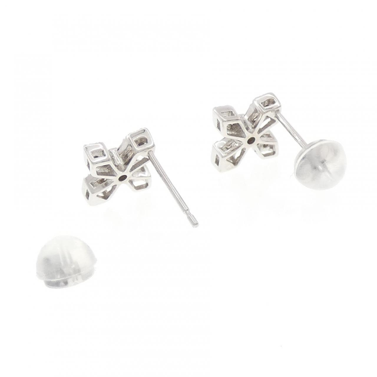 K18WG クロス ダイヤモンド ピアス