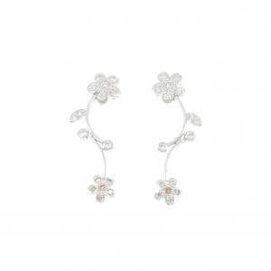 K18WG/750WG フラワー ダイヤモンド ピアス 0.50CT