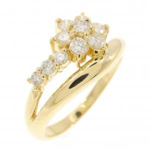 K18YG フラワー ダイヤモンド リング 0.5CT