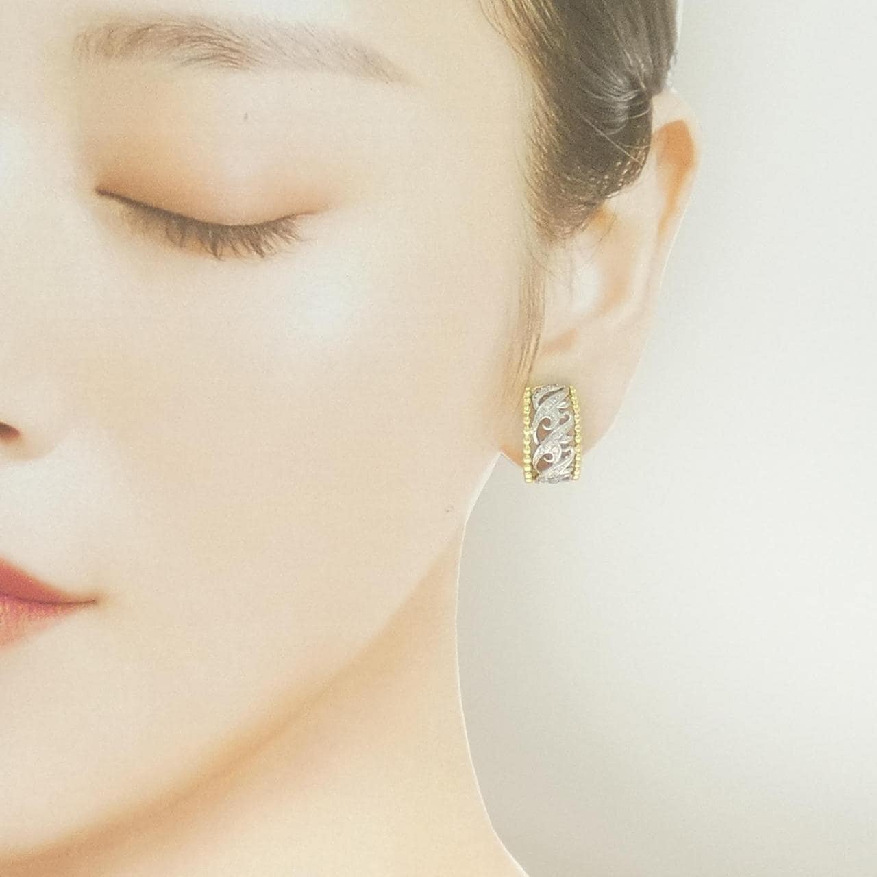PT900/K18YG ダイヤモンド ピアス/イヤリング 0.20CT