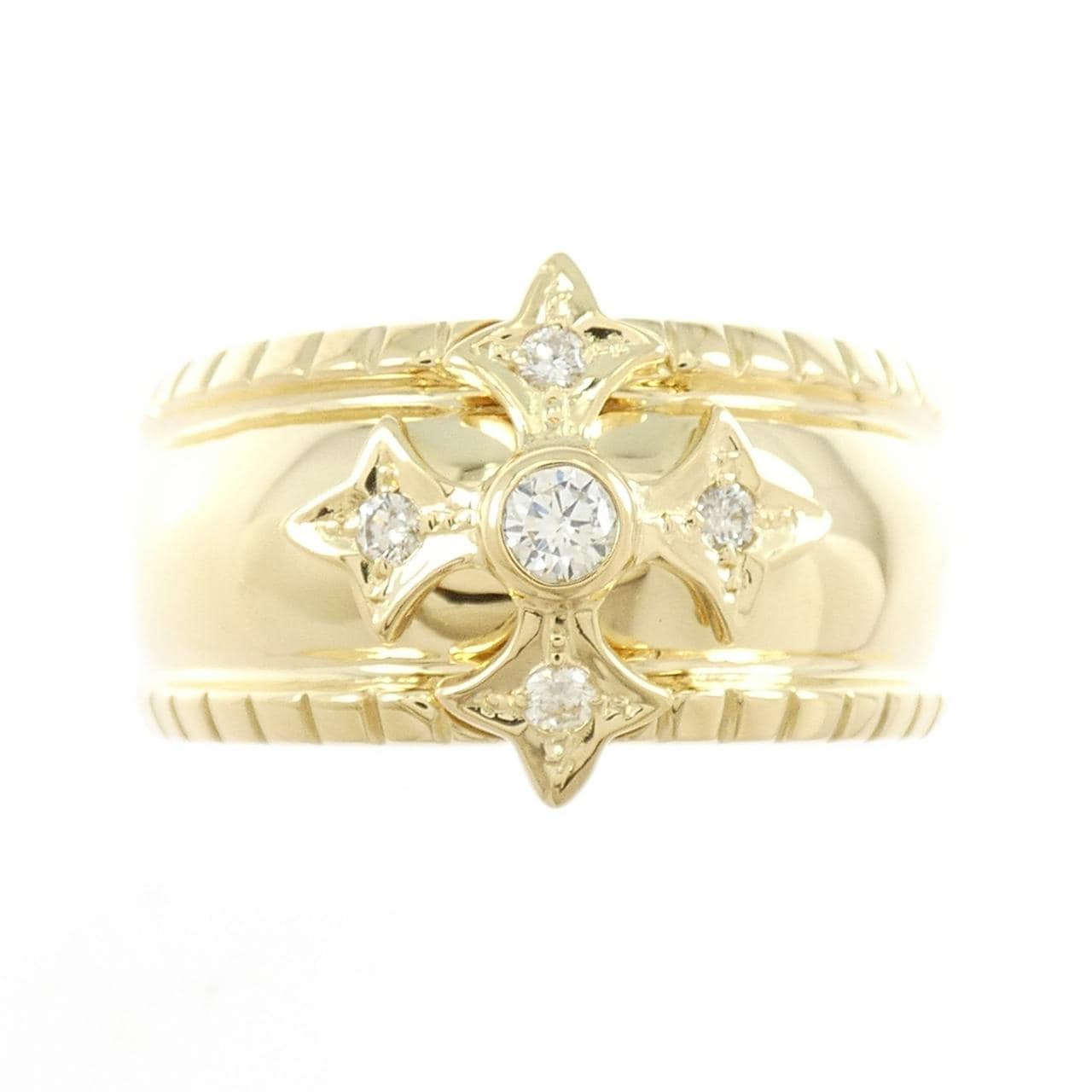 【新品】K18YG クロス ダイヤモンド リング 0.20CT