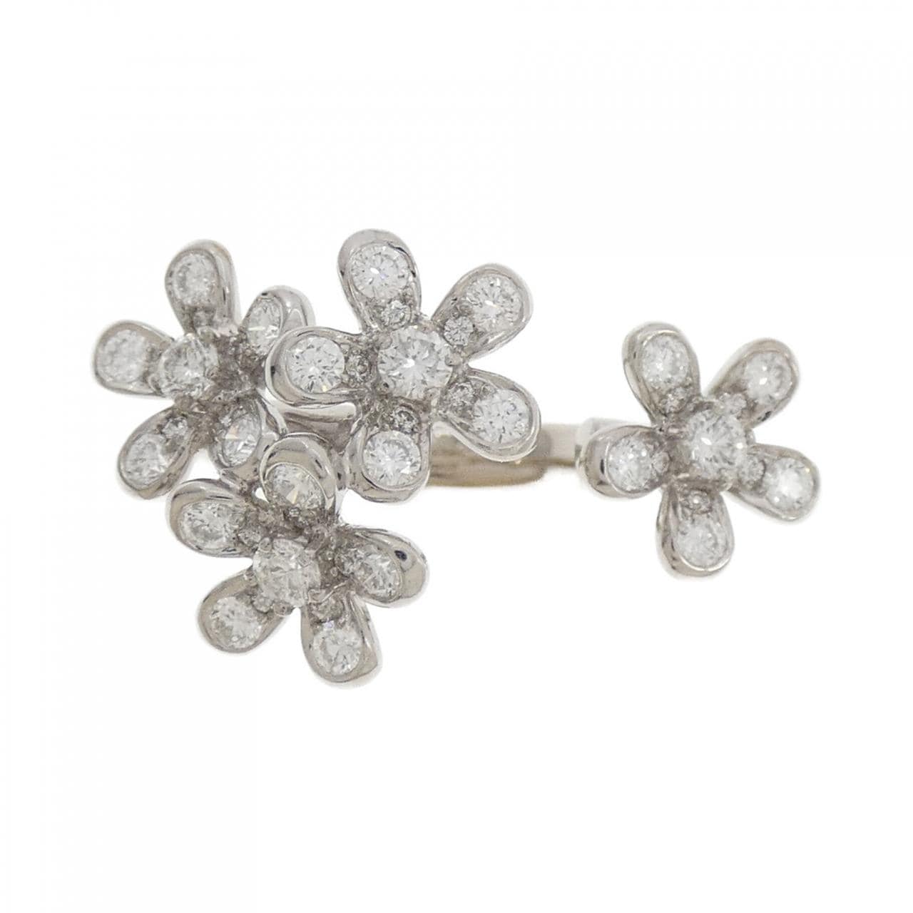 K18WG フラワー ダイヤモンド リング 1.11CT