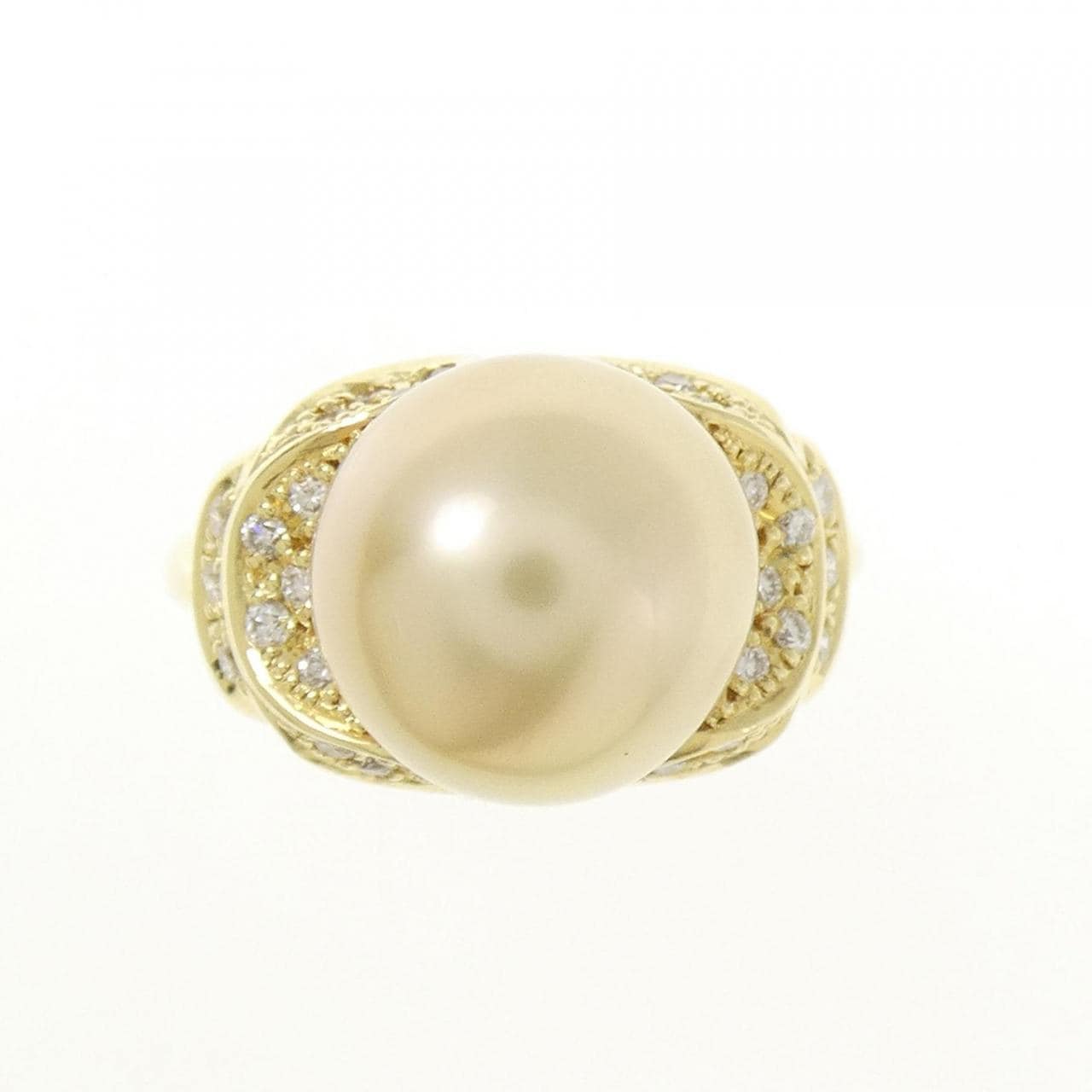 K18YG 白蝶パール リング 10.6mm