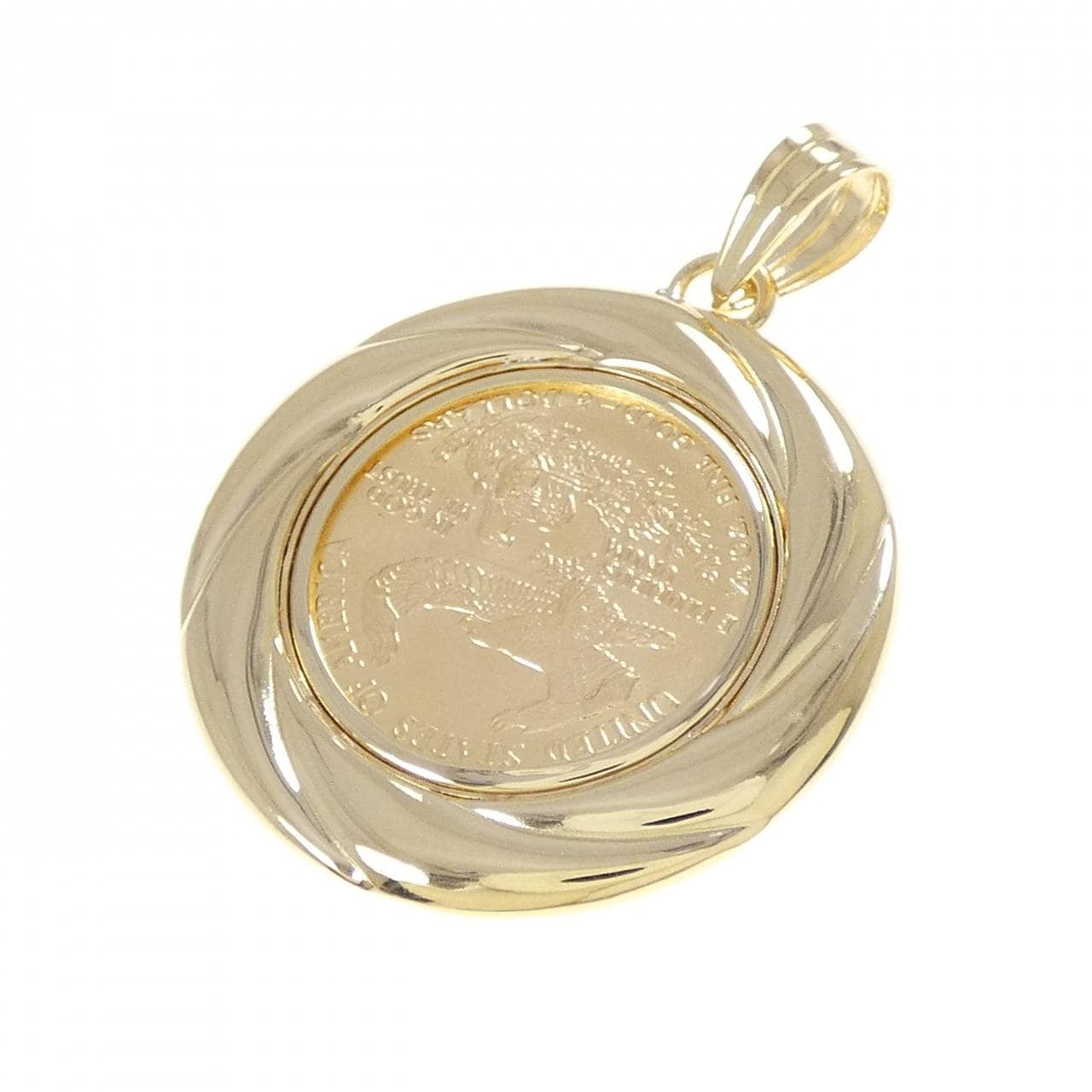 【リメイク】K18YG(枠) コイン ペンダント