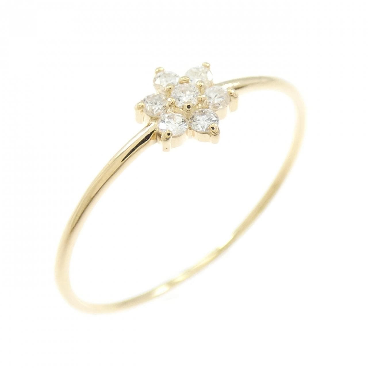 【リメイク】K18YG フラワー ダイヤモンド リング 0.10CT