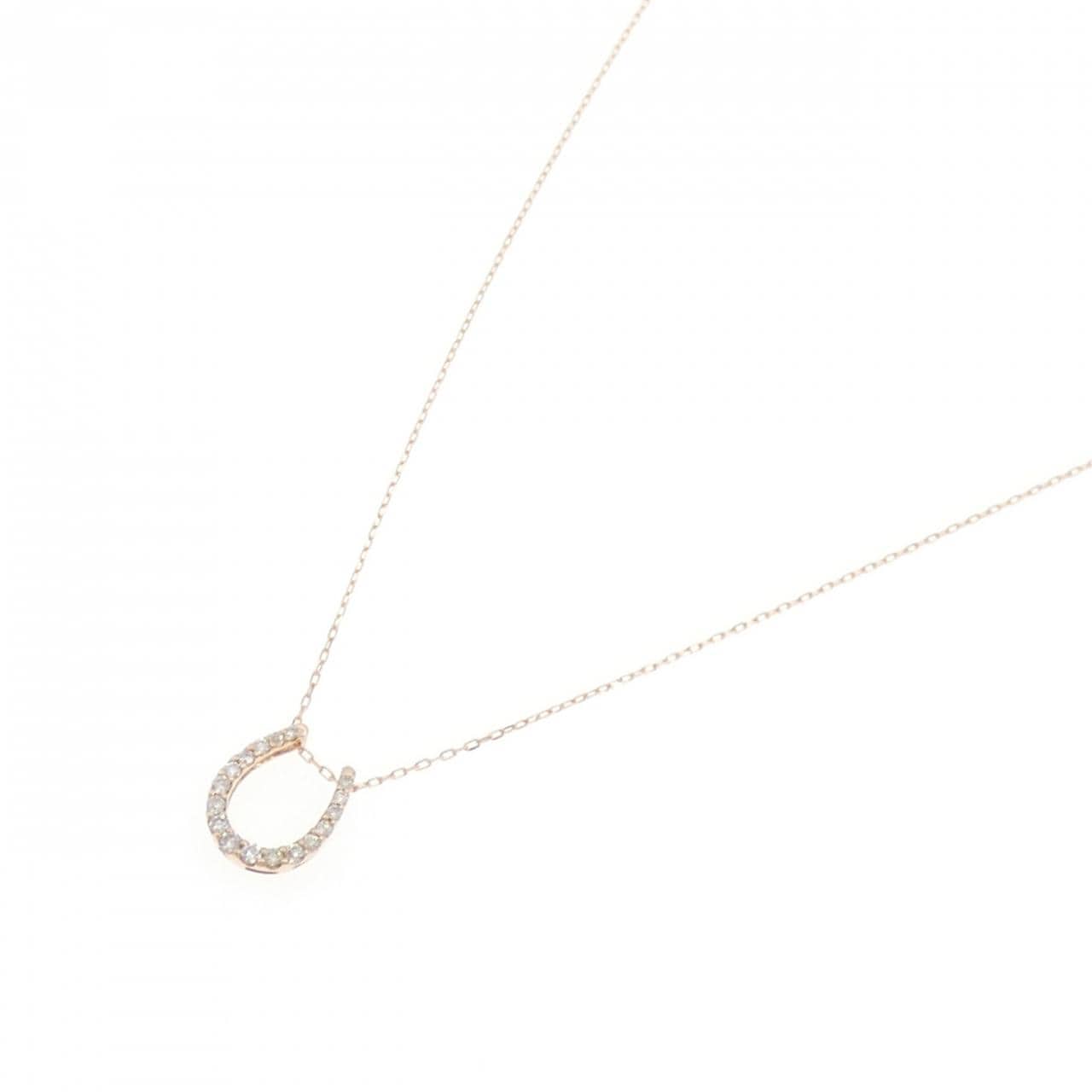 K10PG ホースシュー ダイヤモンド ネックレス 0.20CT