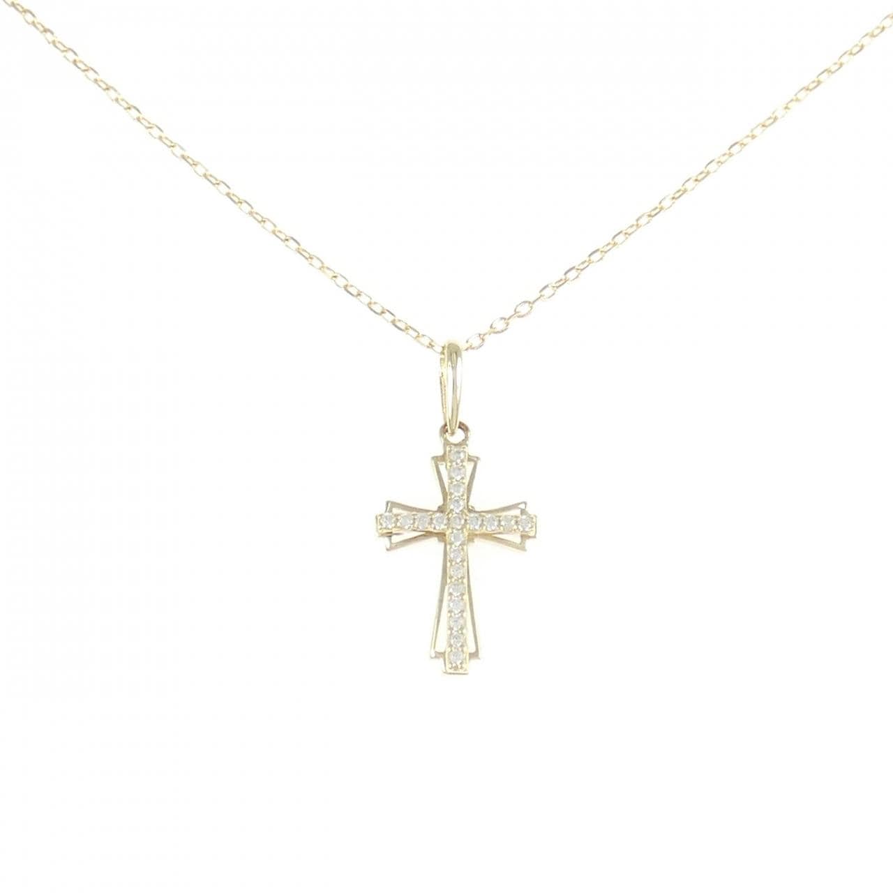 10KYG/K10YG クロス キュービック ネックレス