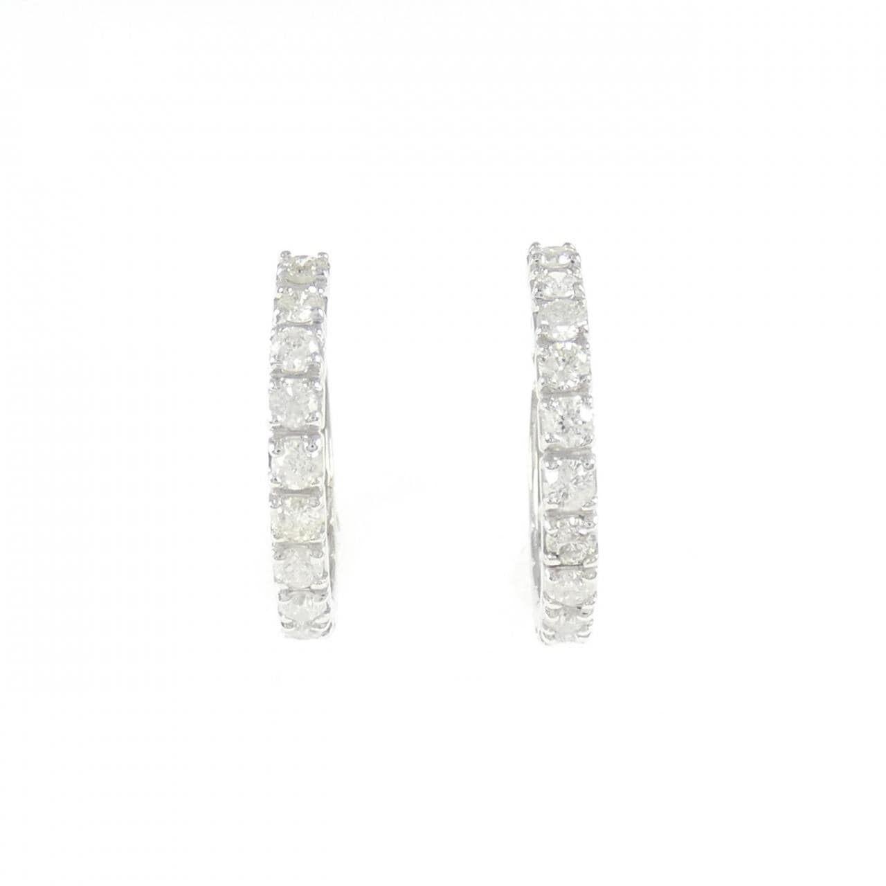 K18WG ダイヤモンド フープ ピアス 1.0CT