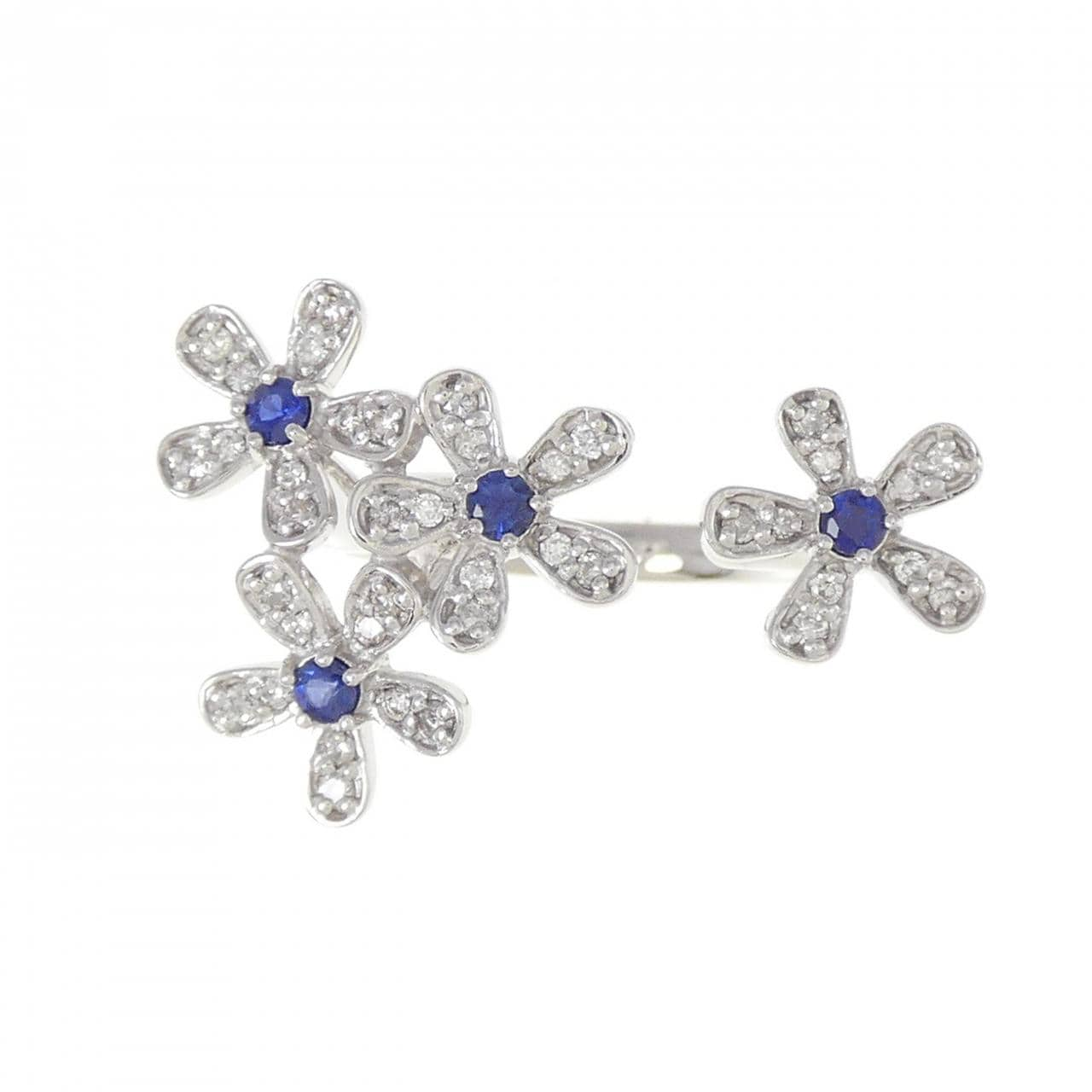 K18WG Flower Sapphire Ring 0.21CT