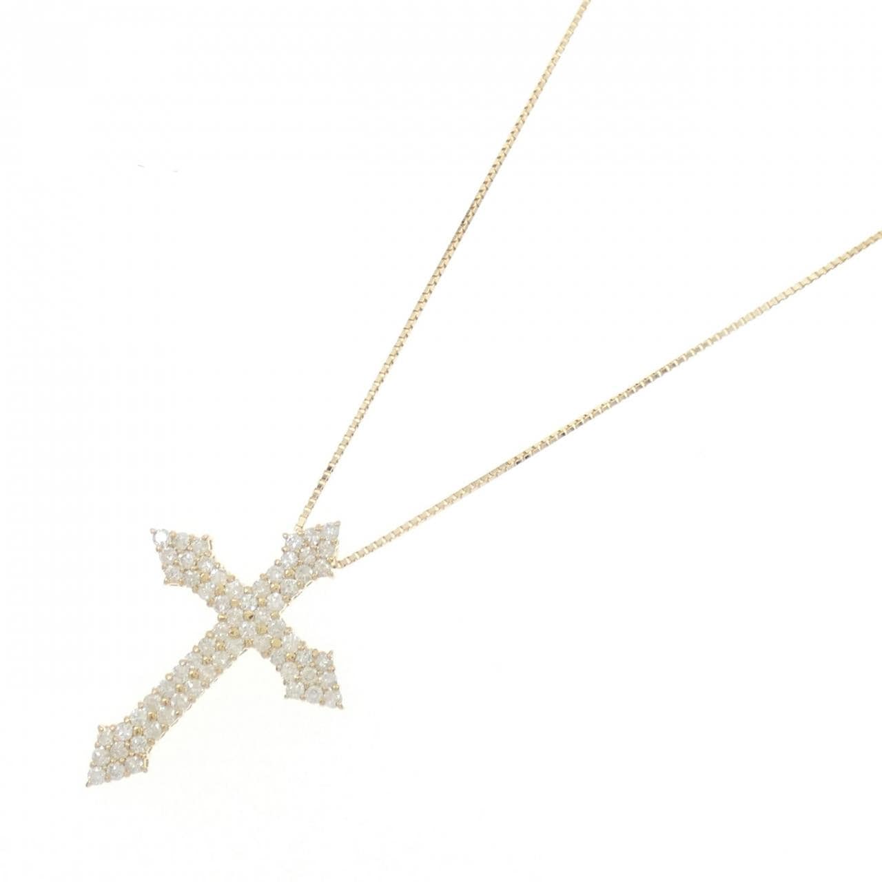 K18YG クロス ダイヤモンド ネックレス 1.00CT