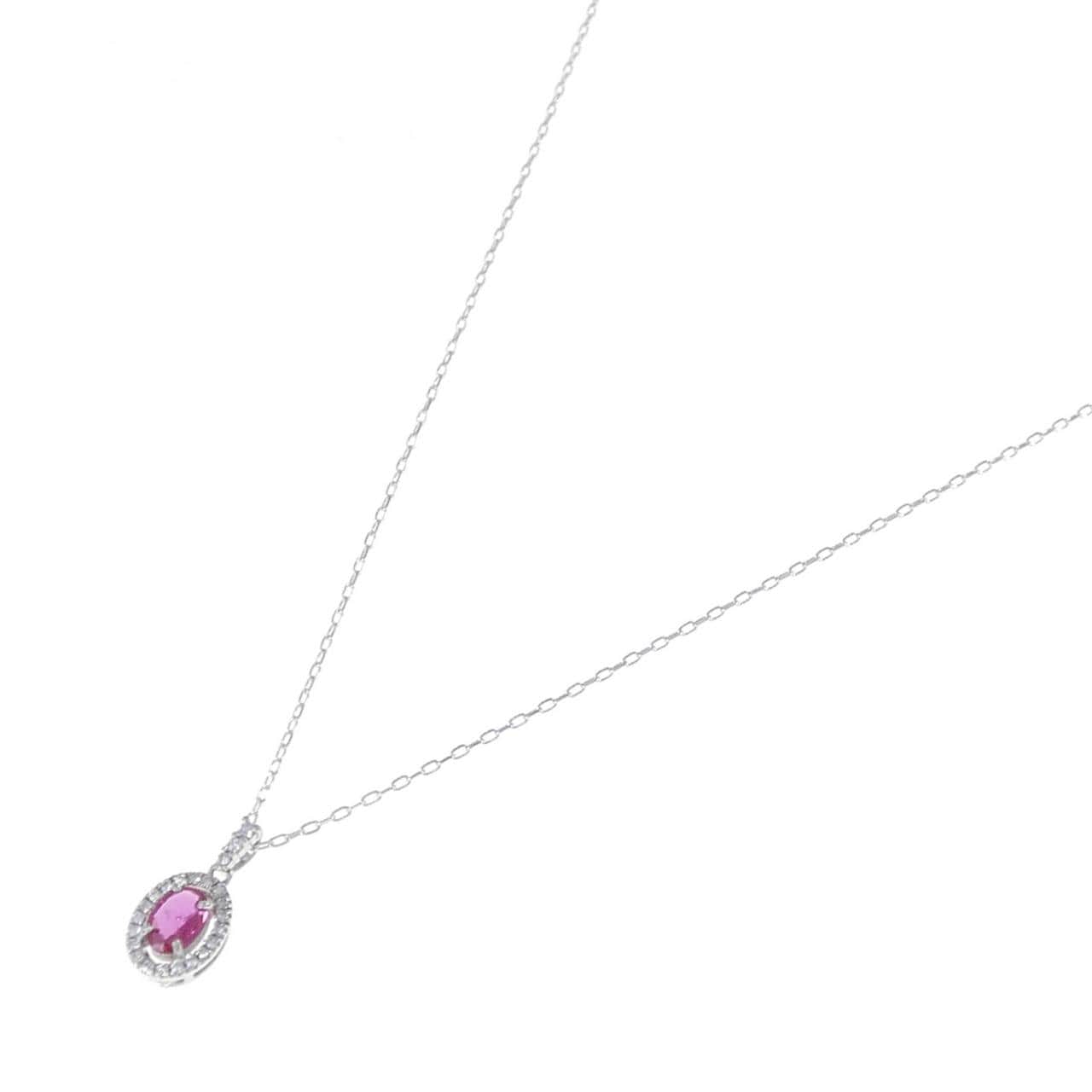 K18WG ルビー ネックレス 0.35CT