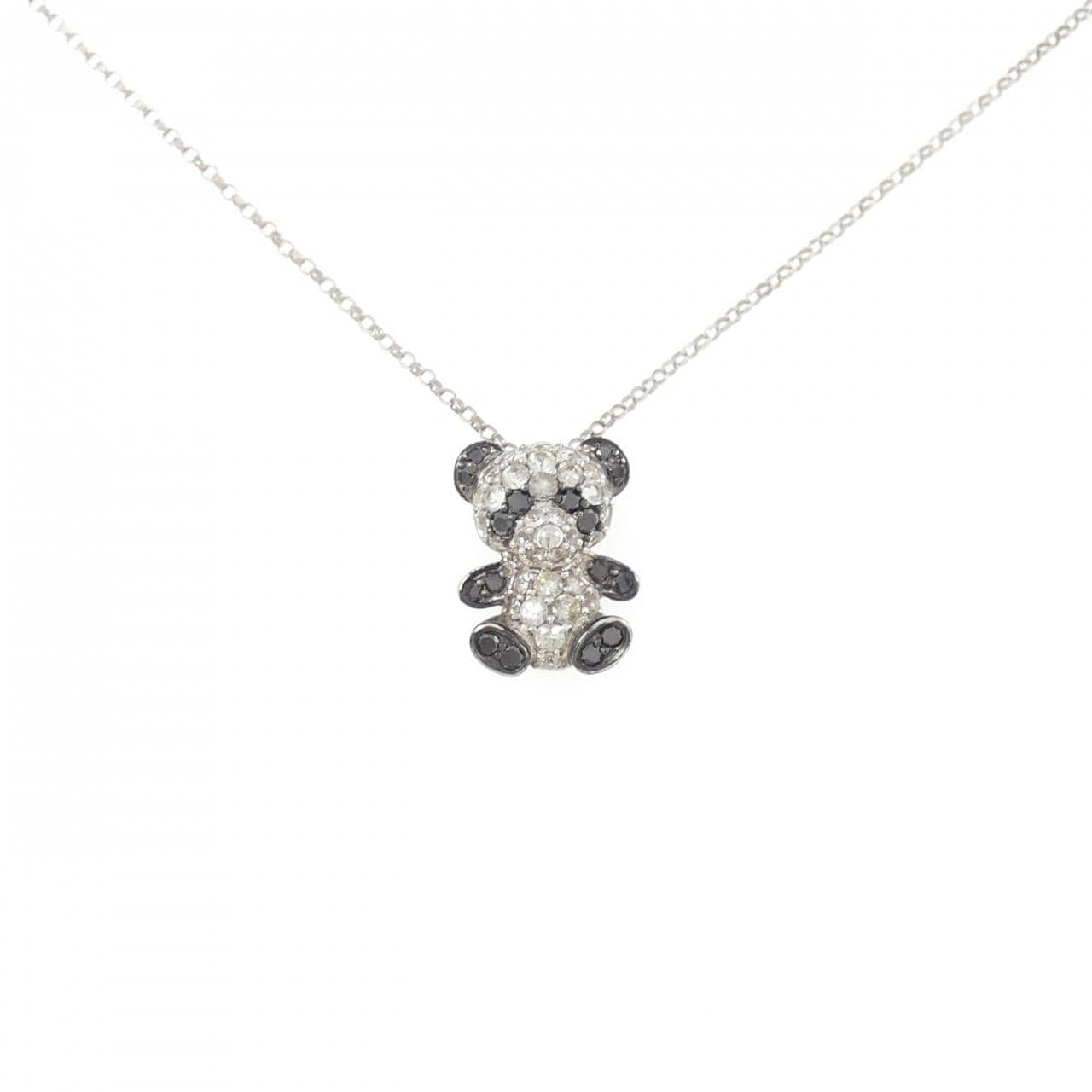 K18WG/K18BG/750WG パンダ ホワイトサファイヤ ネックレス 0.60CT