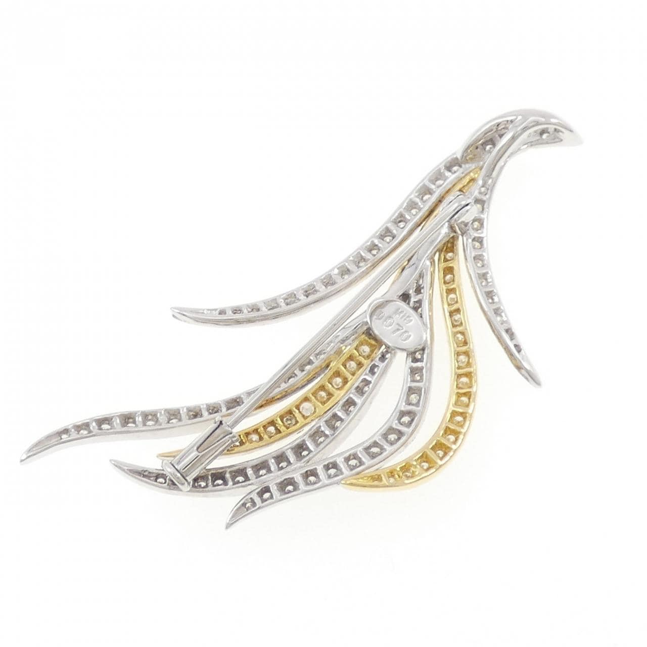 K18YG/K18WG ダイヤモンド ブローチ 0.70CT