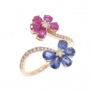 K18PG カラーストーン リング