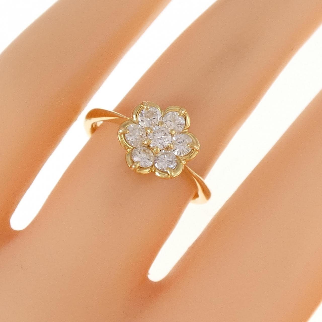 K18YG flower Diamond ring 0.50CT