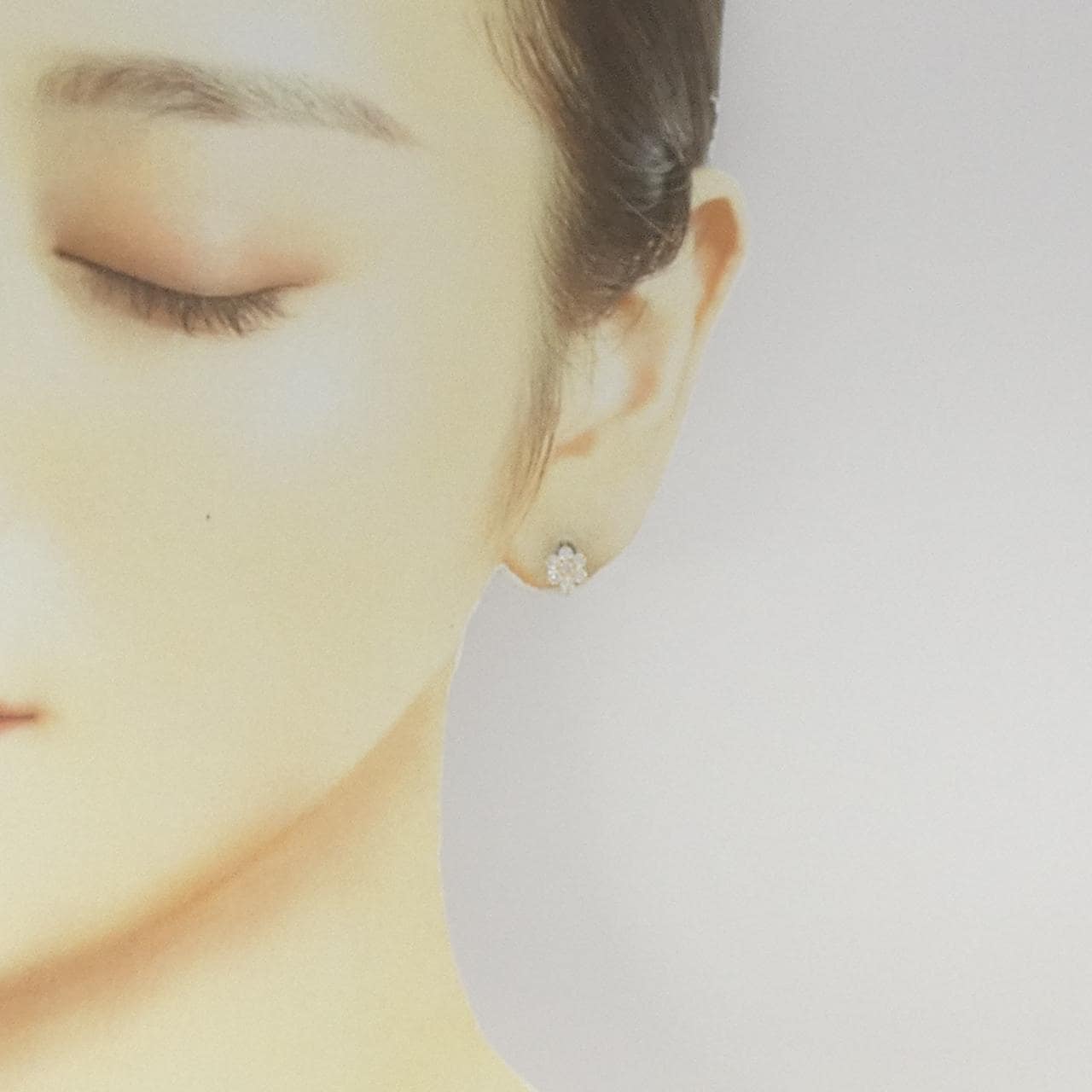 【リメイク】K18YG フラワー ダイヤモンド ピアス 0.60CT
