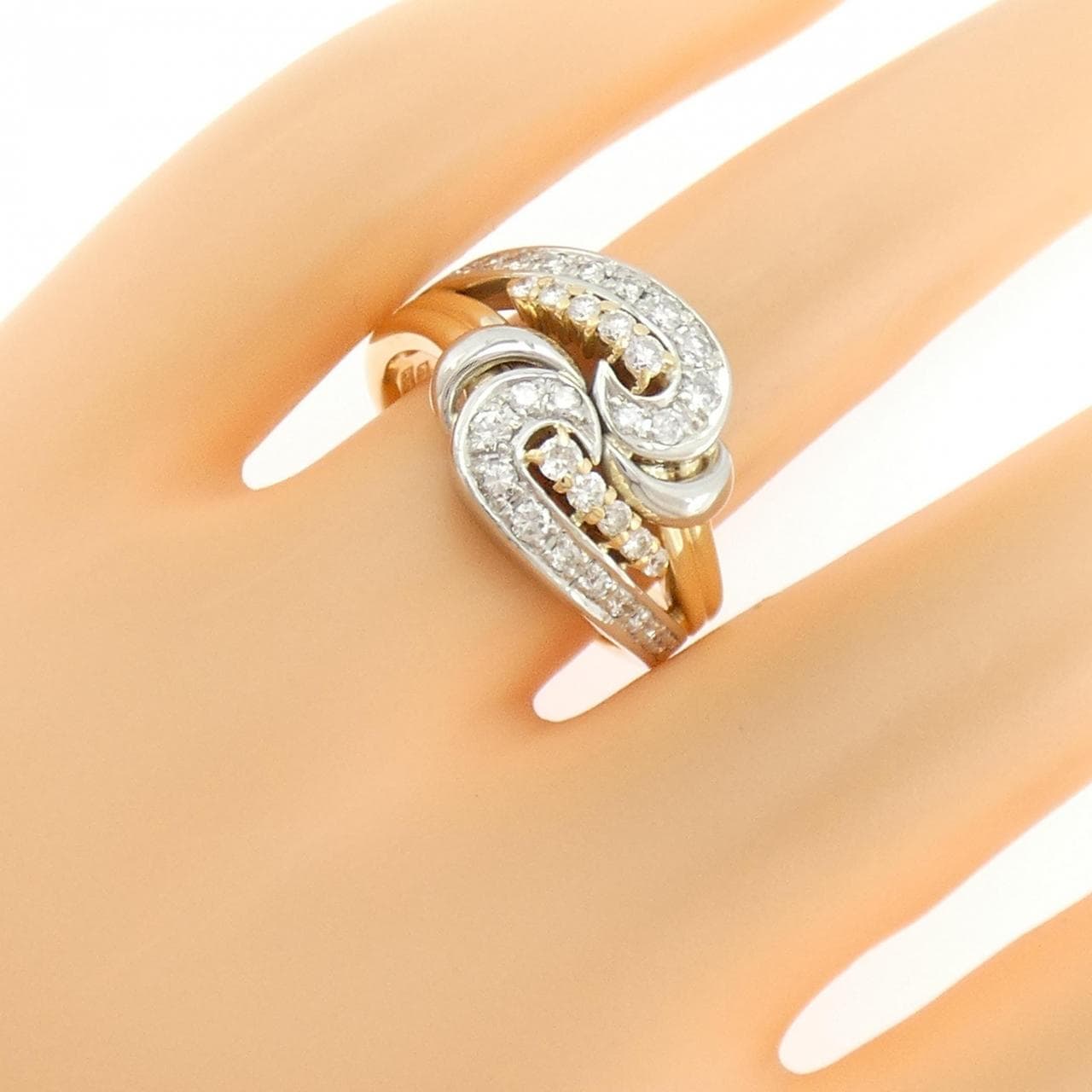 K18YG/PT900 ダイヤモンド リング 0.53CT