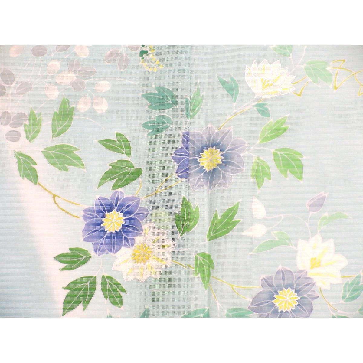 【新品】単衣　変わり絽織訪問着　友禅銀彩加工