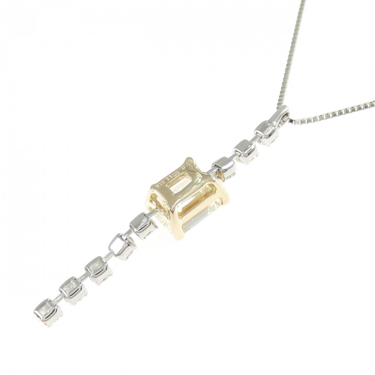 PT850/K18YG ダイヤモンド ネックレス 1.155CT M SI2 エメラルドカット