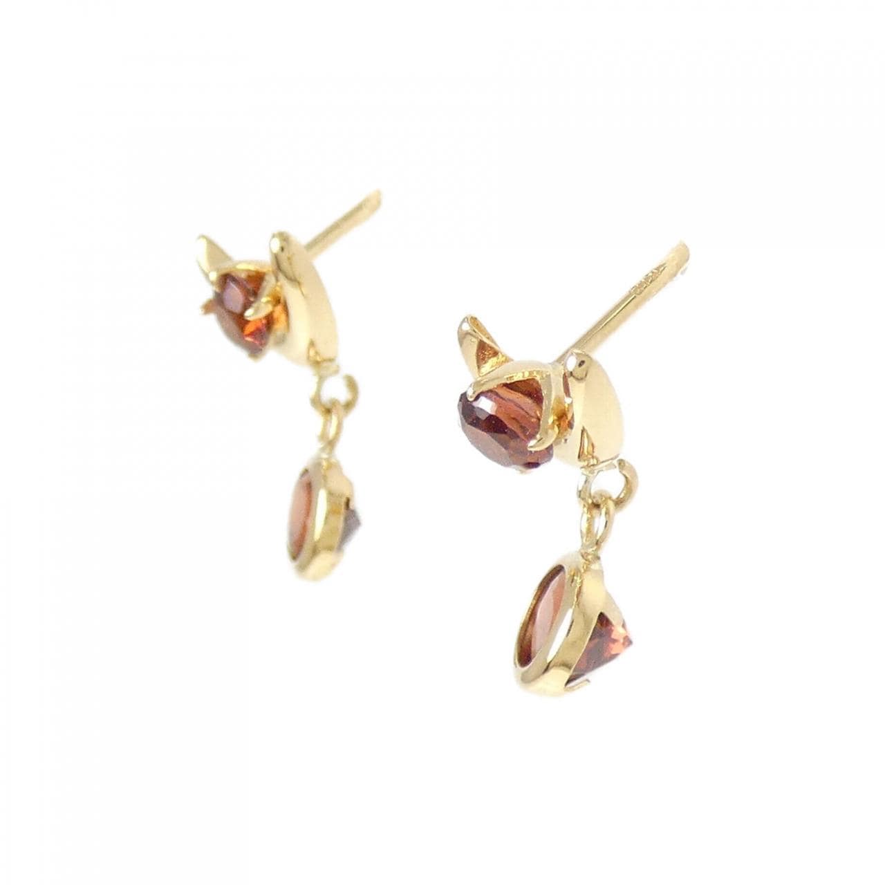 K18YG Garnet earrings