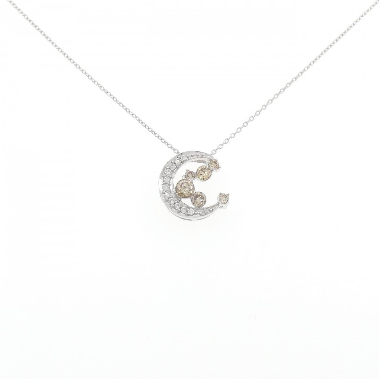 K18WG ムーン ダイヤモンド ネックレス 0.40CT