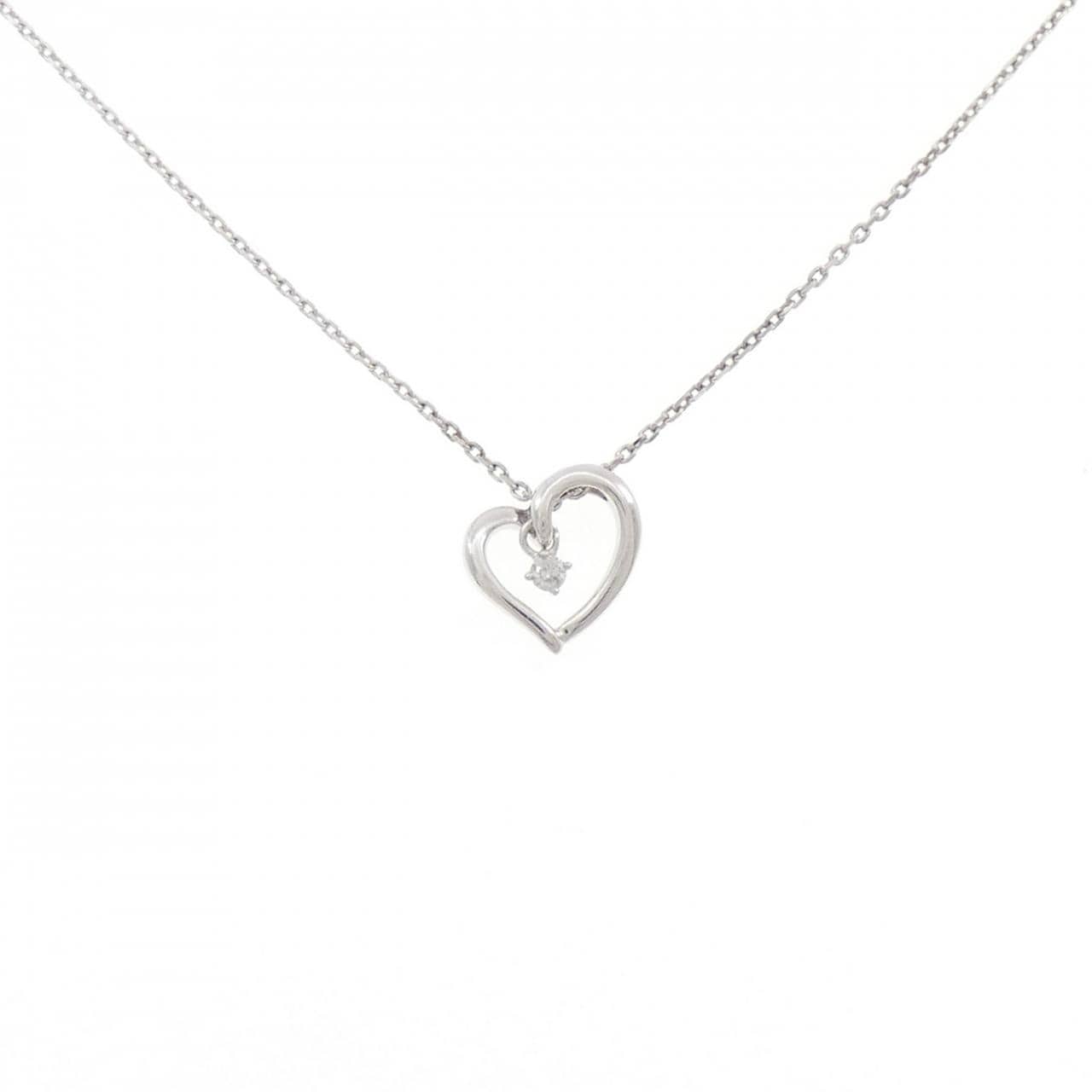 K10WG ハート ダイヤモンド ネックレス