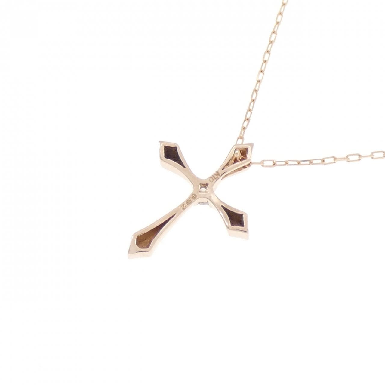K10PG クロス ダイヤモンド ネックレス 0.02CT