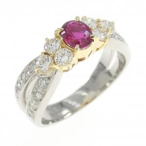 PT/K18YG ルビー リング 0.41CT