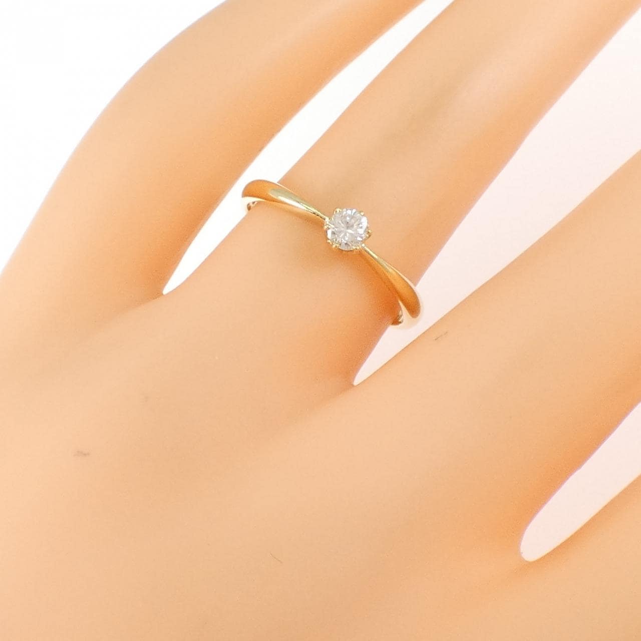 K18YG ソリティア ダイヤモンド リング 0.16CT