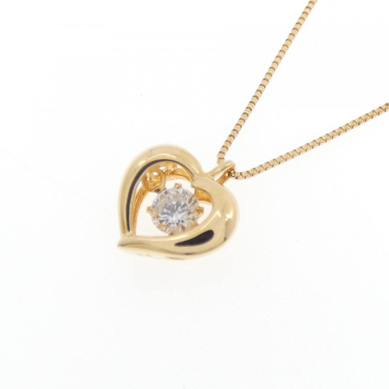 K18YG ハート ダイヤモンド ネックレス 0.10CT