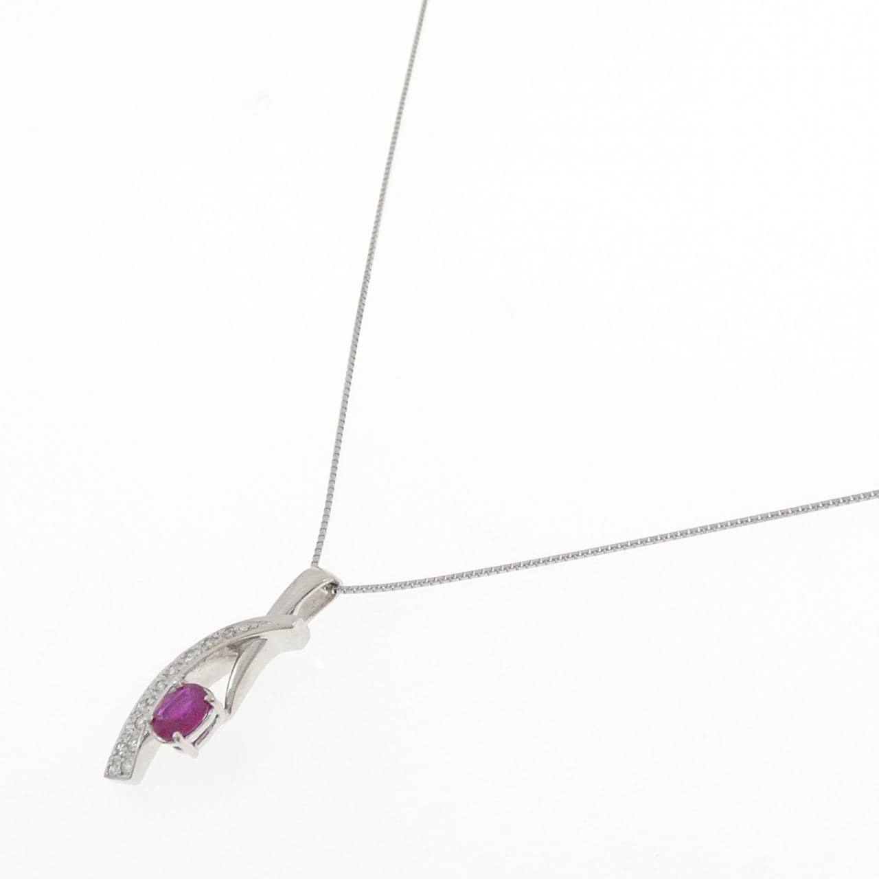 PT900/PT850 ルビー ネックレス 0.73CT