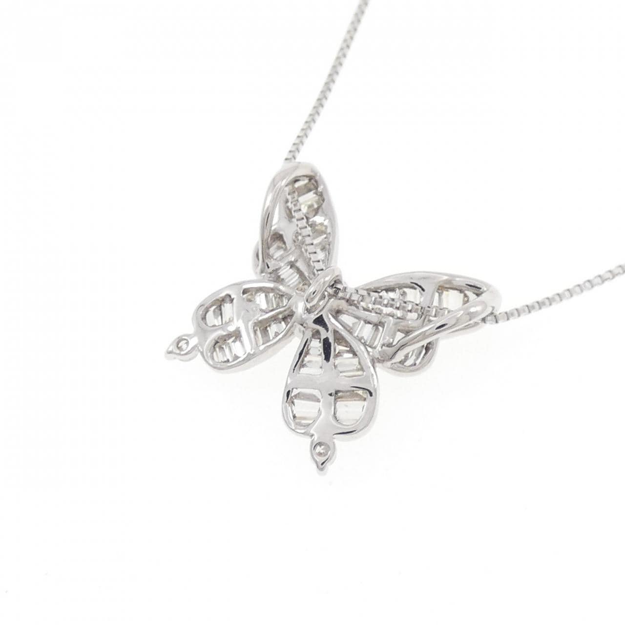 K18WG バタフライ ダイヤモンド ネックレス 0.40CT