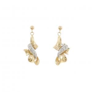 K18YG/PT ダイヤモンド ピアス 0.06CT