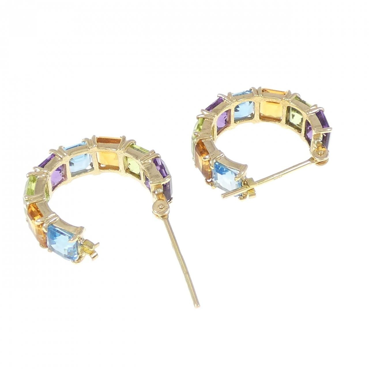 K18YG colored stone earrings