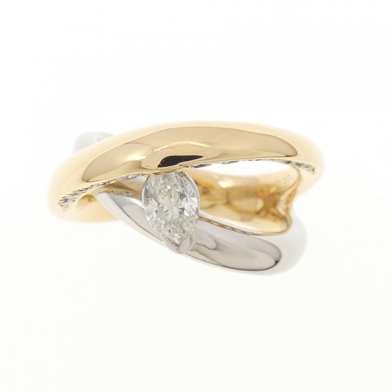 K18YG/PT900 ダイヤモンド リング 0.390CT