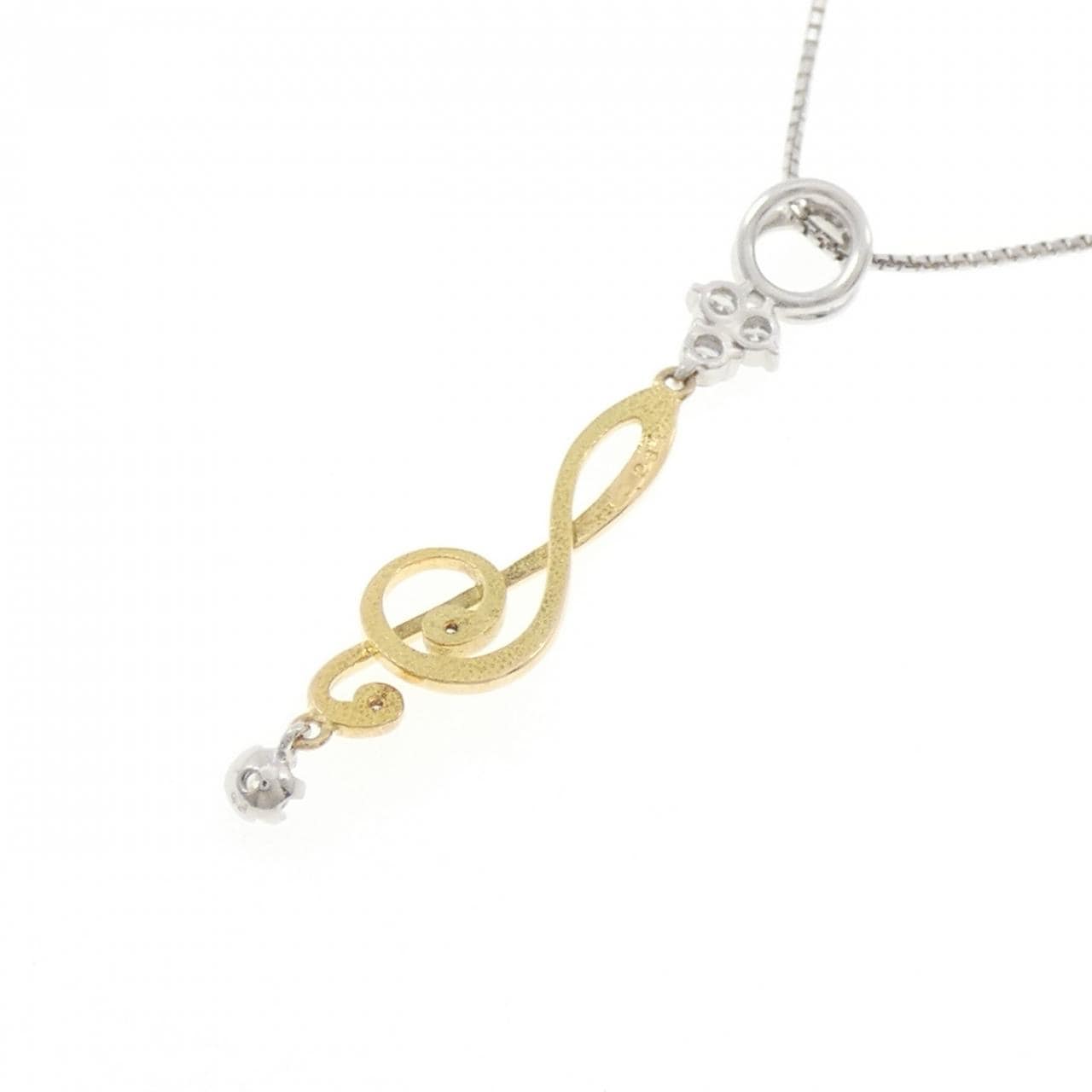 K18YG/PT900/PT850 オンプ ダイヤモンド ネックレス 0.23CT