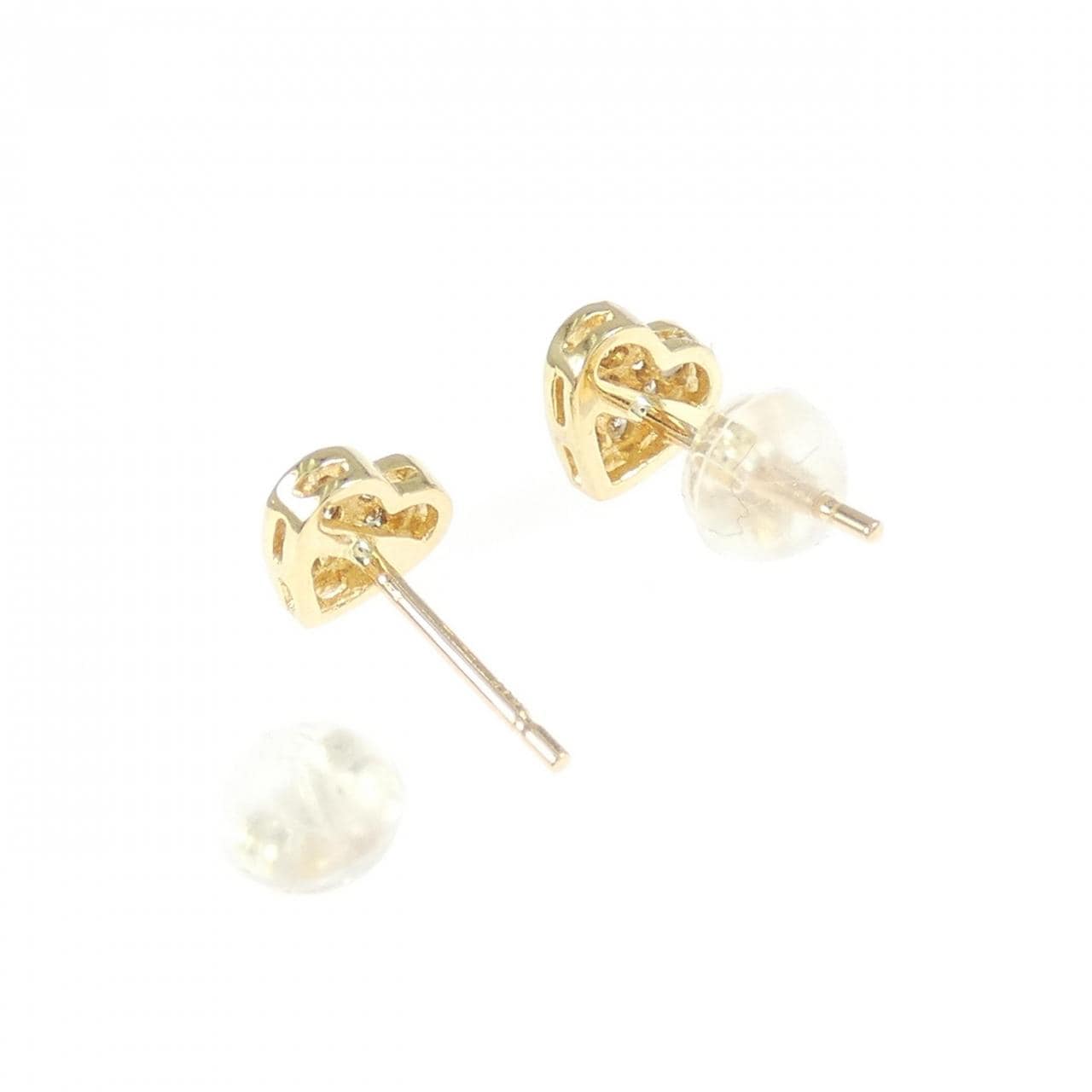 K18YG ハート ダイヤモンド ピアス