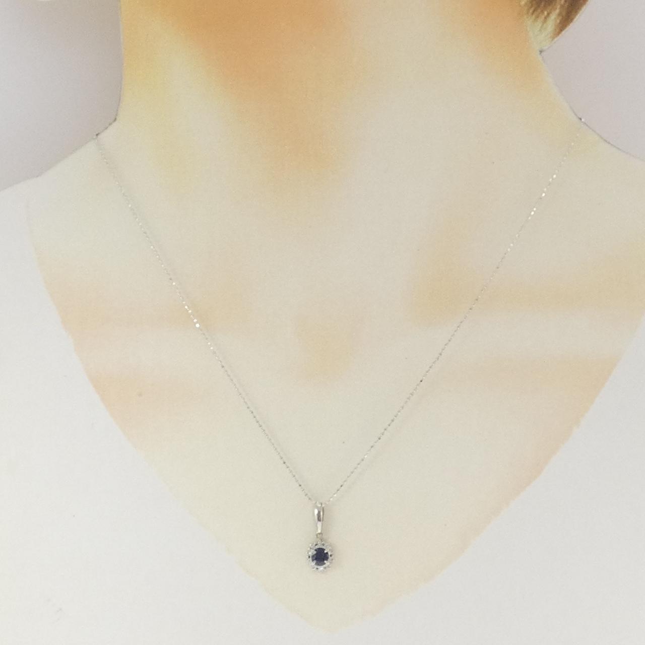 PT900/K18WG サファイヤ ネックレス 0.41CT