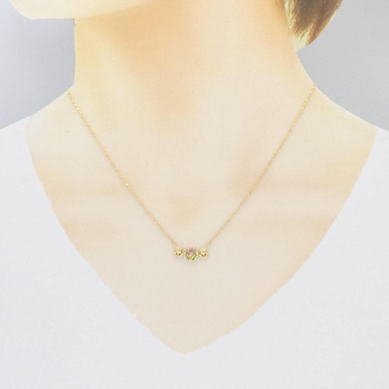 K18YG Heart x Flower Tourmaline Necklace