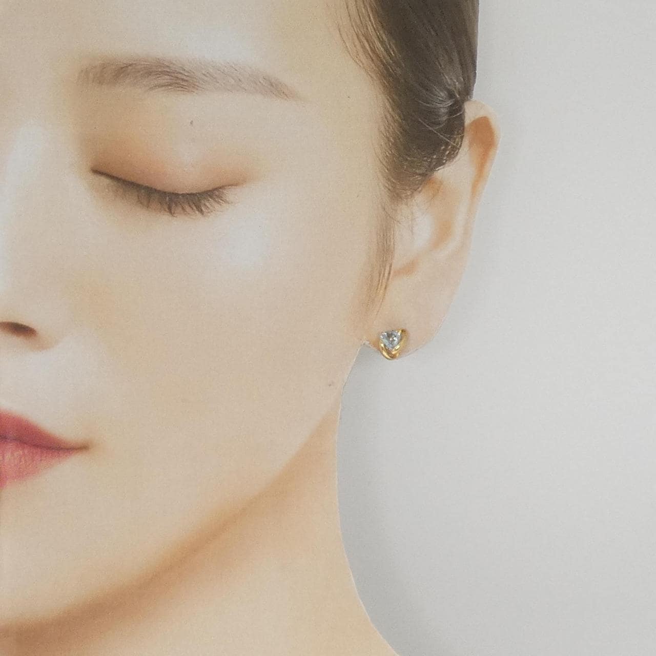 K18YG ハート アクアマリン ピアス