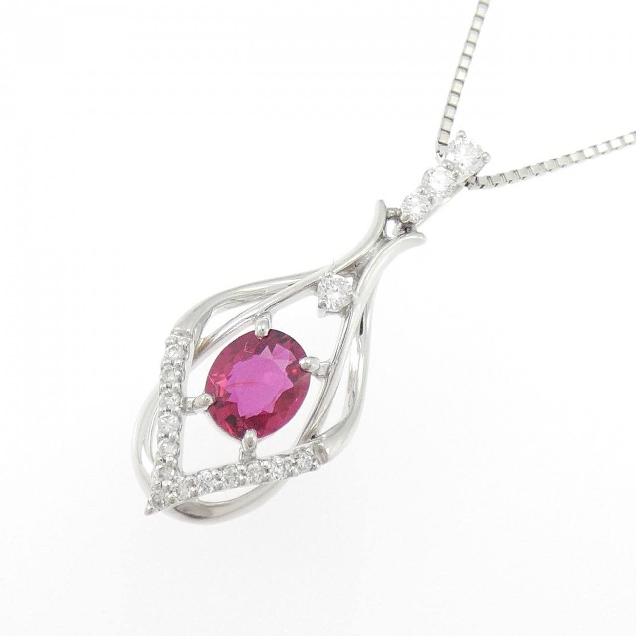 PT900/PT850 ルビー ネックレス 0.60CT
