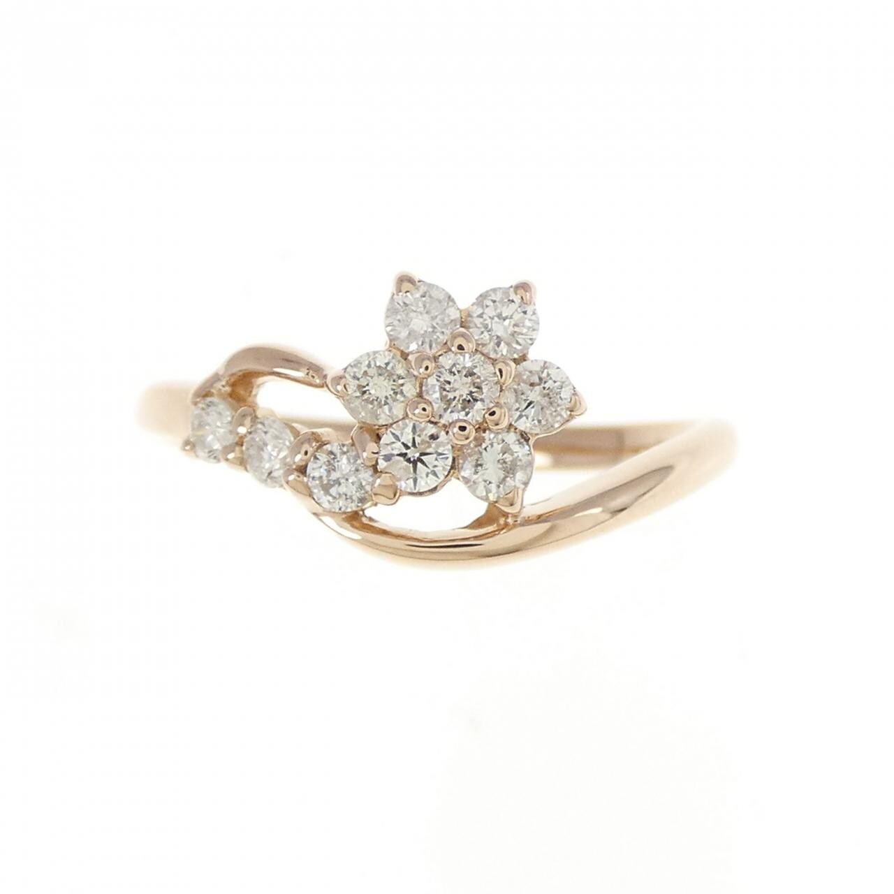 K18PG フラワー ダイヤモンド リング 0.30CT