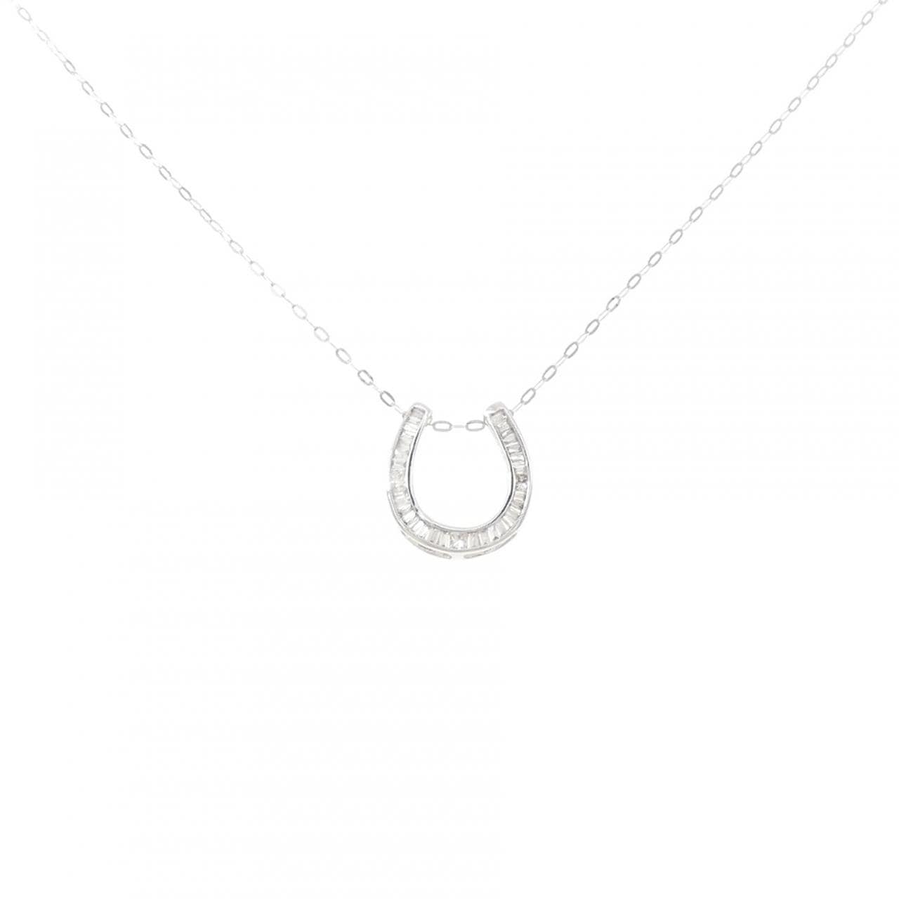 K18WG ホースシュー ダイヤモンド ネックレス 0.20CT