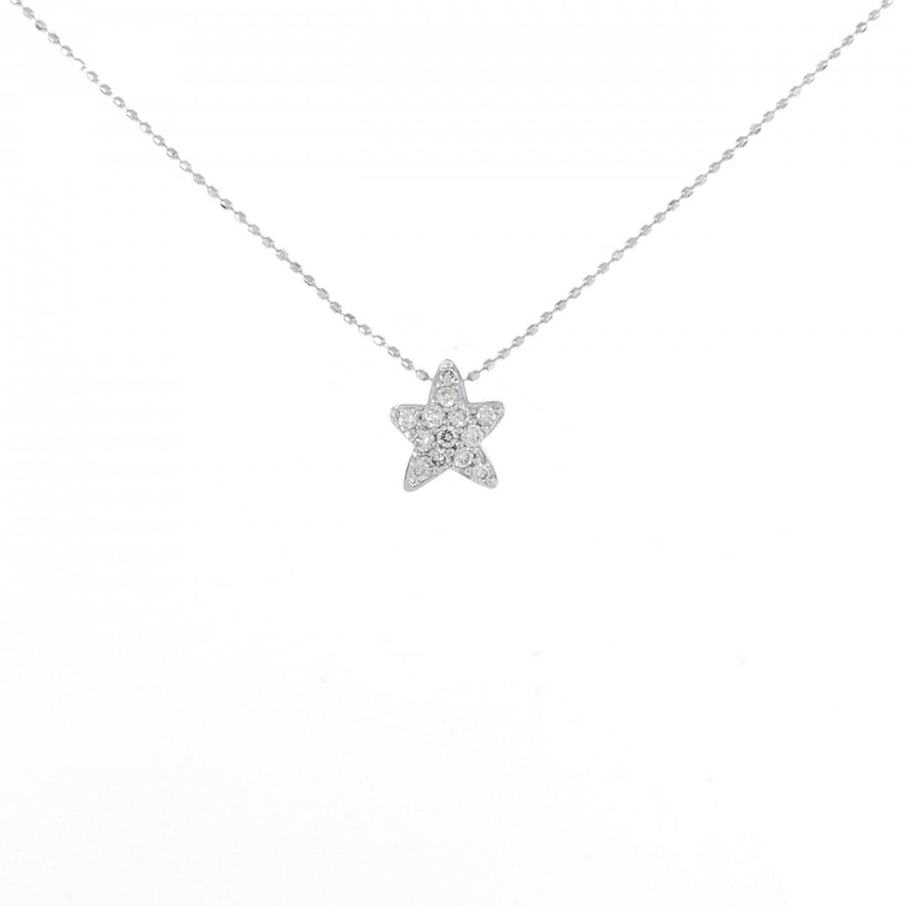 K18WG star Diamond necklace 0.12CT