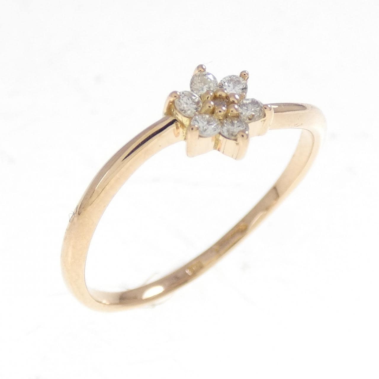 K18PG フラワー ダイヤモンド リング 0.11CT