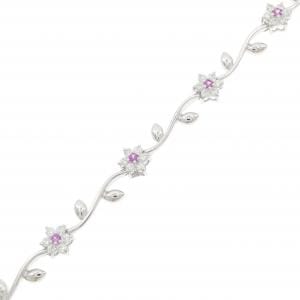 K18WG フラワー サファイヤ ブレスレット 0.16CT